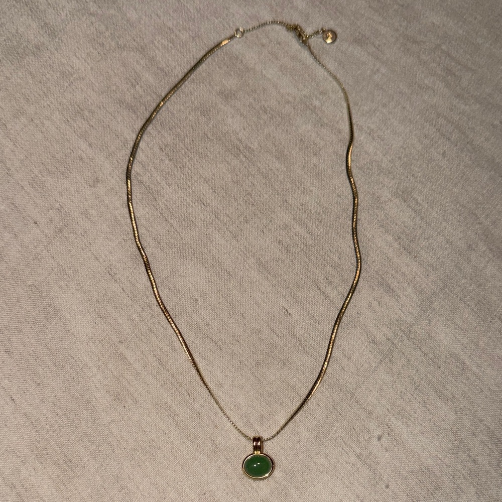 Gold Necklace with Green Emerald Pendant